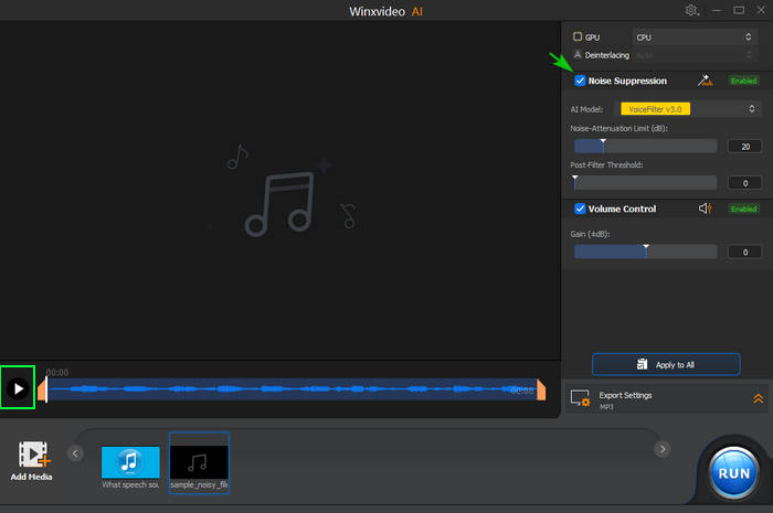 Remove background noise from video with Winxvideo ai
