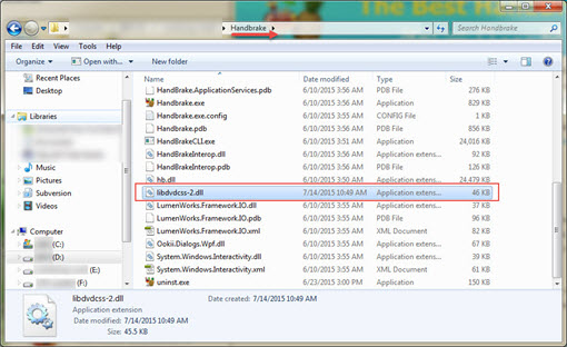Add libdvdcss to HandBrake installation folder