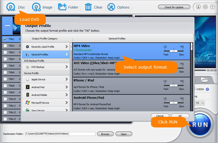 Rip DVD to hard drive in MP4 format