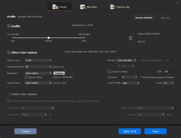 Adjust parameters