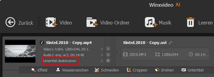 Entfernen Sie weiche Untertitel aus MP4, MKV, AVI