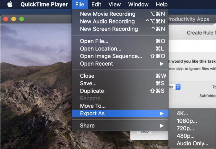 video compression software free for macOS - QuickTime Player
