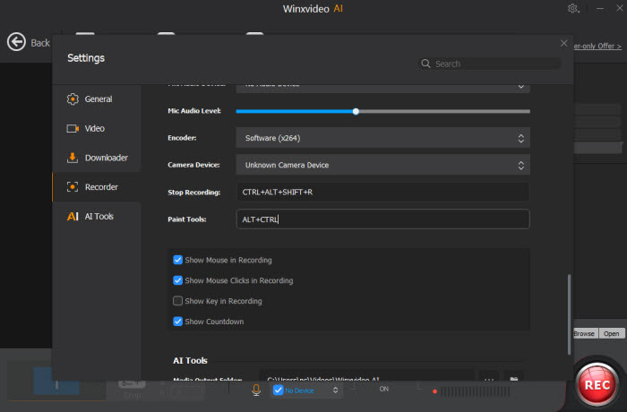 adjust recording settings